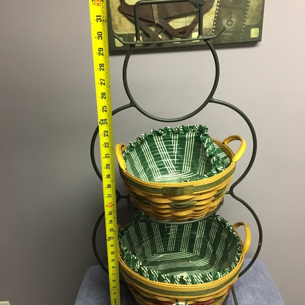 Longaberger wrought iron snowman with 2 baskets